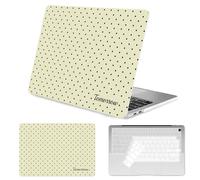 Seorsok Compatible with MacBook Air 13 Inch Case 2022 2021 2020-2018 Release A1932 A2179 M1 A2337 Touch ID,Premium Cream Textured Black Polka Dot Plastic Hard Shell Case with Keyboard Cover,Khaki