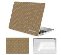 Seorsok Compatible with MacBook Air 13 Inch Case 2022 2021 2020-2018 Release A1932 A2179 M1 A2337 Touch ID,Premium Cream Textured White Polka Dot Plastic Hard Shell Case with Keyboard Cover,Brown