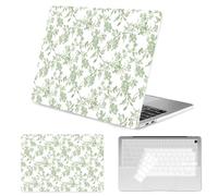 Seorsok Compatible with MacBook Air 13 Inch Case 2022 2021 2020-2018 Release A1932 A2179 M1 A2337 Touch ID,Elegant Sage Green Flower Plastic Hard Shell Case with Keyboard Cover,Blooming Floral