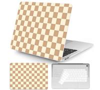 Seorsok Compatible with MacBook Air 13 Inch Case 2022 2021 2020-2018 Release A1932 A2179 M1 A2337 Touch ID,Exquisite Checkerboard Pattern Plastic Hard Shell Case with Keyboard Cover,Light Brown Grid