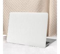 Seorsok Compatible with MacBook Air 13 Inch Case 2022 2021 2020 2019 2018 Release A1932 A2179 M1 A2337 Touch ID,Woven Elegant Leather Plastic Hard Shell Case with Keyboard Cover,White,No Logo Cutout