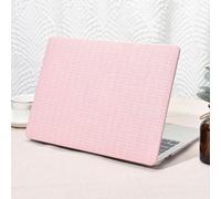 Seorsok Compatible with MacBook Air 13 Inch Case2022 2021 2020 2019 2018 Release A1932 A2179 M1 A2337 Touch ID,Elegant Leather Plastic Hard Shell Case Transparent Keyboard Cover,Pink Woven Fabric