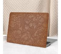 Seorsok Compatible with MacBook Air 15 inch Case 2023 2024 Release A2941 M2&M3 A3114 Liquid Retina Display Touch ID,Leaves Flowers Leather Hard Shell Case & Keyboard Cover,Dark Brown Blooming Floral