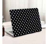 Seorsok Compatible with MacBook Air 15 inch Case 2025 2024 2023 Release M4 A3241 M3 A3114 M2 A2941 Touch ID,Elegant Leather Plastic Hard Shell Case with Keyboard Cover,White Polka Dots Design,Black