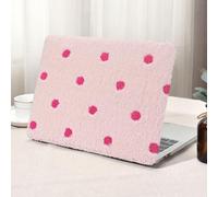 Seorsok Compatible with MacBook Pro 13 inch Case M2 2023-2016 A2338 M1 A2251 A2289 A2159 A1989 A1708 A1706,Soft Fluffy Polka Dot Faux Skin Leather Plastic Hard Shell Case&Keyboard Cover,Pink Plush