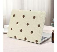 Seorsok Compatible with MacBook Pro 13 inch Case M2 2023-2016 A2338 M1 A2251 A2289 A2159 A1989 A1708 A1706,Soft Fluffy Polka Dot Faux Skin Leather Plastic Hard Shell Case&Keyboard Cover,Beige Plush