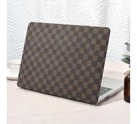 Seorsok Compatible with New MacBook Air 13.6 inch Case M4 M3 M2 2025 2024-2022 Release A3240 A2681 A3113,Retro Checkerboard Textured Leather Plastic Hard Shell & Keyboard Cover,Brown Grid Print