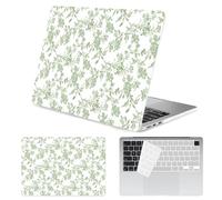 Seorsok Compatible with New MacBook Air 13.6 inch Case M4 M3 M2 2025 2024-2022 Release A3240 A2681 A3113 Touch ID,Elegant Sage Green Flower Plastic Hard Shell Case with Keyboard Cover,Blooming Floral