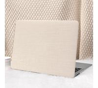 Seorsok Compatible with New MacBook Air 13.6 inch Case M4 M3 M2 2025 2024-2022 Release A3240 A2681 A3113,Elegant Leather Plastic Hard Shell Case with Transparent Keyboard Cover,Beige No Logo Cutout