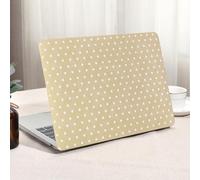 Seorsok Compatible with New MacBook Air 13.6 inch Case M4 M3 M2 2025 2024-2022 Release A3240 A2681 A3113,Cute White Little Love Hearts Leather Plastic Hard Shell Case with Keyboard Cover,Apricot