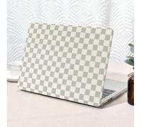 Seorsok Compatible with New MacBook Air 13.6 inch Case M4 M3 M2 2025 2024-2022 Release A3240 A2681 A3113,Retro Checkerboard Textured Leather Plastic Hard Shell & Keyboard Cover,Beige Grid Print