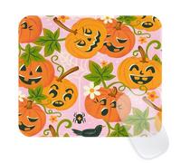 Seorsok Halloween Funny Pumpkin Mouse Mat,Greenery Decor Mouse Pads for Office Laptop,Washable Square Cute Mousepads with Extended Stitched Edges Non Slip Rubber Base 9.5"x7.8"x0.12" Inch,Pink