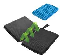 SeoTin Foldable Gel Seat Cushion for Travel, Portable Chair Cushion for Camping, Honeycomb Seat Cushion, Portable Gel Cushion for Pressure Relief,1.15-Inch Thick (Black)