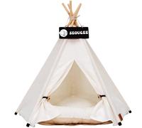 SEOUGEE Pets Teepee Tent for Dogs and Cats Washable and Removable Cotton Canvas Dog Bed and Cat House with Cushion Indoor and Outdoor Pet Kennel and Play House Portable and Stylish Tipi Design