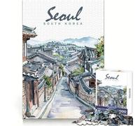 Seoul City Watercolor for Adults 1000 Piece Jigsaw Puzzle Mind Exercise Toy Family Joy Precision Cut Lovely Gift (50x75cm)