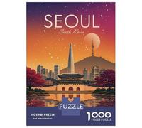 Seoul Cityscape at Sunset 1000 Piece Jigsaw Puzzle, Historic Square Architecture, Screen-Free Fun, Matte Printed Jigsaw, for Travel Lovers, 70x50cm/1000pcs