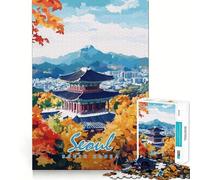 Seoul Cityscape with Pagoda Adult Jigsaw Puzzle1000 Pieces Brain Teaser Mental Relax Pattern Assembly Santa Wish Item (38x52cm)