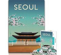 Seoul Jigsaw Puzzles for Adults 1000 Piece,Help The Brain Exercise Addictive Toys to Cultivate Patience Parent-child Interaction 38x26cm
