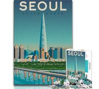 Seoul Korea Cityscape Jigsaw Puzzles for Teenagers,Help The Brain Exercise Addictive Toys to Cultivate Patience A Work of Art 50x75cm