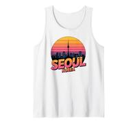 Seoul Korea, Retro Sunset Fun Namsan Tower Skyline Tank Top