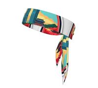 Seoul Korean Illustration Print Tie Headband For Women Men, Ninja Headbands, Adjustable Moisture Wicking Cooling Headband