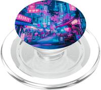 Seoul Night Street Vibrant Blossoms Cyberpunk Korea Art PopSockets PopGrip for MagSafe