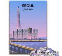 Seoul Skyline Illustration Jigsaw Puzzles for Adults Teenagers Jigsaws Puzzle, Educational Games Home Decoration Birthday Present, Gifts, Wall Art 2000pcs (70x100cm)