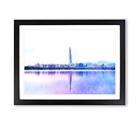 Seoul Skyline In South Korea Painting Modern Art Framed Print | A3 Black Framed Wall Art | Ready to Hang | Modern Cityscape Picture | Living Room Bedroom Lounge Office