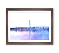 Seoul Skyline In South Korea Painting Modern Art Framed Print | A3 Walnut Framed Wall Art | Ready to Hang | Modern Cityscape Picture | Living Room Bedroom Lounge Office