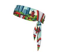 Seoul South Korea Cityscape Print Tie Headband For Women Men, Ninja Headbands, Adjustable Moisture Wicking Cooling Headband