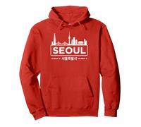 Seoul South Korea Minimalist White Skyline Pullover Hoodie