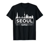 Seoul South Korea Minimalist White Skyline T-Shirt