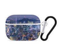 SEOUL SOUTH KOREA SKYLINE GLOSSY Night View Headphone Case Compatible with AirPods Pro PC Shell Carrying Case with Keychain White-style