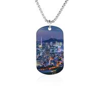 SEOUL SOUTH KOREA SKYLINE GLOSSY Night View Titanium-Steel Necklace Adjustable Pendant Jewelry for Women Men Gifts