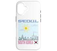 Seoul South Korea Skyline Korean Flag Graphic Art Drawing Case for iPhone 16