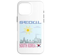 Seoul South Korea Skyline Korean Flag Graphic Art Drawing Case for iPhone 16 Pro Max