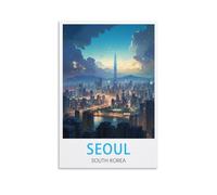 Seoul South Korea Vintage Travel Poster 08x12inch(20x30cm) Canvas Print for Living Room, Bedroom, Dorm, Home, Office Wall Decoration