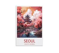Seoul South Korea Vintage Travel Poster Landscape 08x12inch(20x30cm) Canvas Wall Art Posters for Living Room Decor Paintings for Home Decor