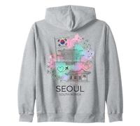 Seoul South Korea Watercolor City Landmark Zip Hoodie