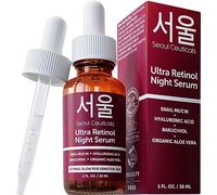 SeoulCeuticals Korean Retinol Night Serum - Korean Skincare for Anti-Ageing, Skin Tone, Fine Lines, and Wrinkles Face Moisturiser - 1% Korean Retinol, 97.5% Snail Mucin and Hyaluronic Acid - 1oz