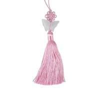 Seoulful Vintage Jade Butterfly Norigae - Arirang Inspired Korean Traditional Tassel Bag Charm with Elegant Knot - Hanbok Accessory Pendant (Light Pink)