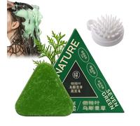 Seoulglow Cypress Leaf Hair Soap Nature Triangle Shampoo Bar, Usman Grass Shampoo Bar, Nature Seven Green Soap hampoo, Natural Herbal Hair Care, Calming & Strengthens air (1PC)