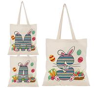 Sep & March LTD Easter Initial Tote Bags for Kids - 15"x16" Unisex Beige Canvas Cotton Easter Bunny Egg Bag, Personalized Initial #S