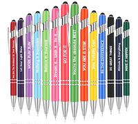 Sepamoon 14 Pcs Inspirational Pens Bulk Motivational Quotes Stylus Pens for Touch Screens Funny Inspirational Gift for Women Men Teacher Coworkers School Office Supplies, Black Ink, Multicolor