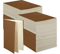 Sepamoon 150 Pack Kraft Notebook Journals 5.82 Inch x 4.13 Inch A6 Softcover Notebooks Bulk for Kids Student Writing Sketch Travel Journal Office Notepad with 48 Pages 24 Sheets, Lined (Brown)