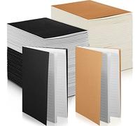 Sepamoon 150 Pack Kraft Notebook Journals 5.82 Inch x 4.13 Inch A6 Softcover Notebooks Bulk for Kids Student Writing Sketch Travel Journal Office Notepad with 48 Page 24 Sheet(Black, Brown,Lined)
