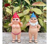SepApr88 Garden Naughty Naked Gnomes, Garden Sculptures & Statues, Sexy Gnome Statues, Garden Gnomes Outdoor Clearance, Funny Outside Yard Decor Gnomes（2Pcs）