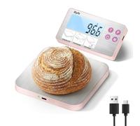 Separate Digital Kitchen Scale, [15kg/1g] Diyife 4 High Precision Sensors Rechargeable Magnetic Weighing Scales, Food Scale with Stainless Steel Platform, Tare, Fit for Baking, Coffee, Cooking, Pink
