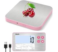 Separate Digital Kitchen Scale, [15kg/1g] Diyife 4 High Precision Sensors Rechargeable Magnetic Weighing Scales, Food Scale with Stainless Steel Platform, Tare, Fit for Baking, Coffee, Cooking, Pink