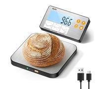 Separate Digital Kitchen Scale, [15kg/1g] Diyife Rechargeable Magnetic Weighing Scales Kitchen, 4 High Precision Sensors Food Scale with Stainless Steel Platform, Tare, Fit for Baking, Coffee, Cooking